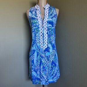 Lilly Pulitzer Tropical Blue and White Shift Dress 00